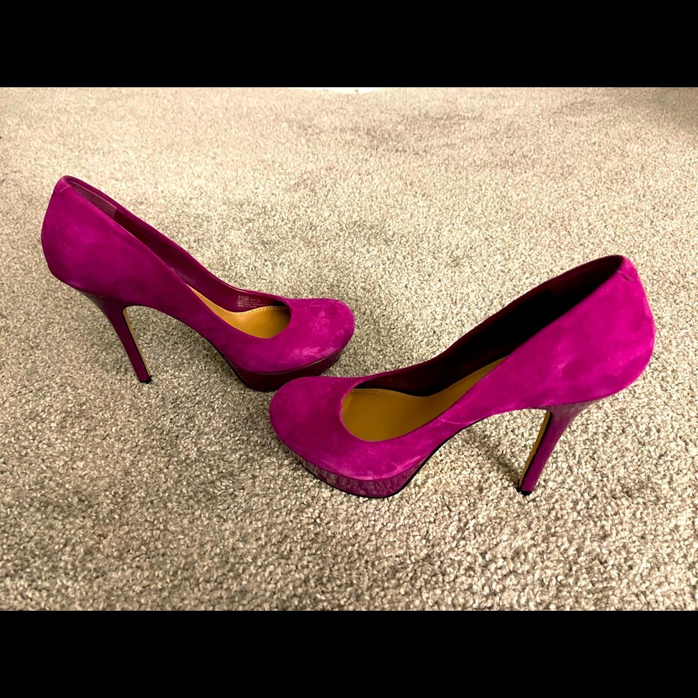 Plum Suede Platform Pumps